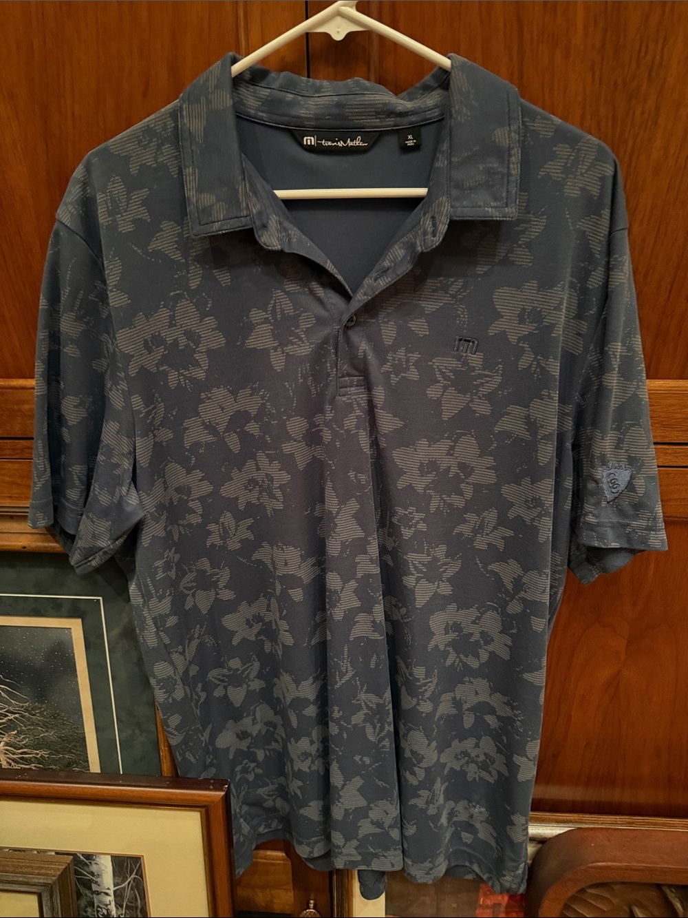Travis Mathew Slate Blue Floral Jacquard Polo